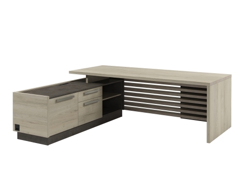 Стол для руководителя с опорной тумбой Z-222л.1000 (L) с блоком розеток Стол для руководителя с опорной тумбой Z-222л.1000 (L) с блоком розеток