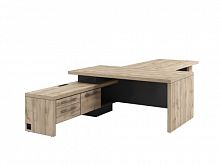 Стол руководителя с опорной тумбой Т-918.1000Л с блоком розеток и брифингом