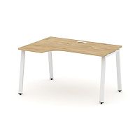 Style Project Стол рабочий эргоном. SN-6A.SPA-011(L) Тиквуд Светлый/Металл Белый 1380*700/980*750