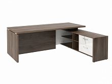 Стол с опорной тумбой FI-121R.GG Орех Пацифик Табак/Мрамор Леванто белый