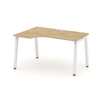 Style Project Стол рабочий эргоном. SN-5A.SPA-022(L) Тиквуд Светлый/Металл Белый 1580*800/980*750