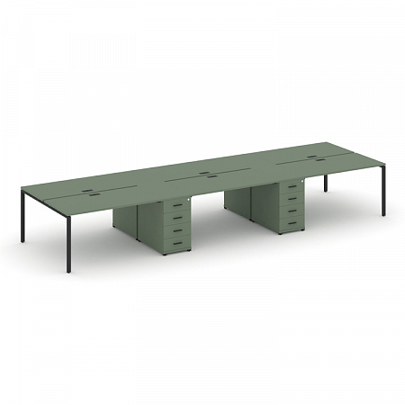 Бенч-система на 6 мест с 2 опорными тумбами Concept CN.DRS-449